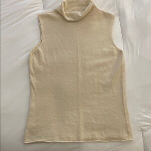 Margaret O'Leary Cream Sleeveless Seamless Turtleneck Tank